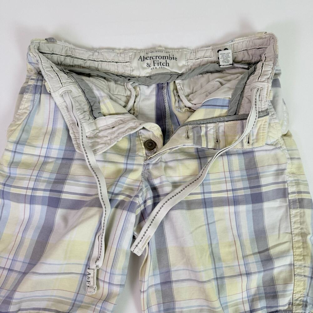 Abercrombie & Fitch Y2K Plaid Shorts Mens 30 Button Fly Madras Preppy Summer - Picture 10 of 16